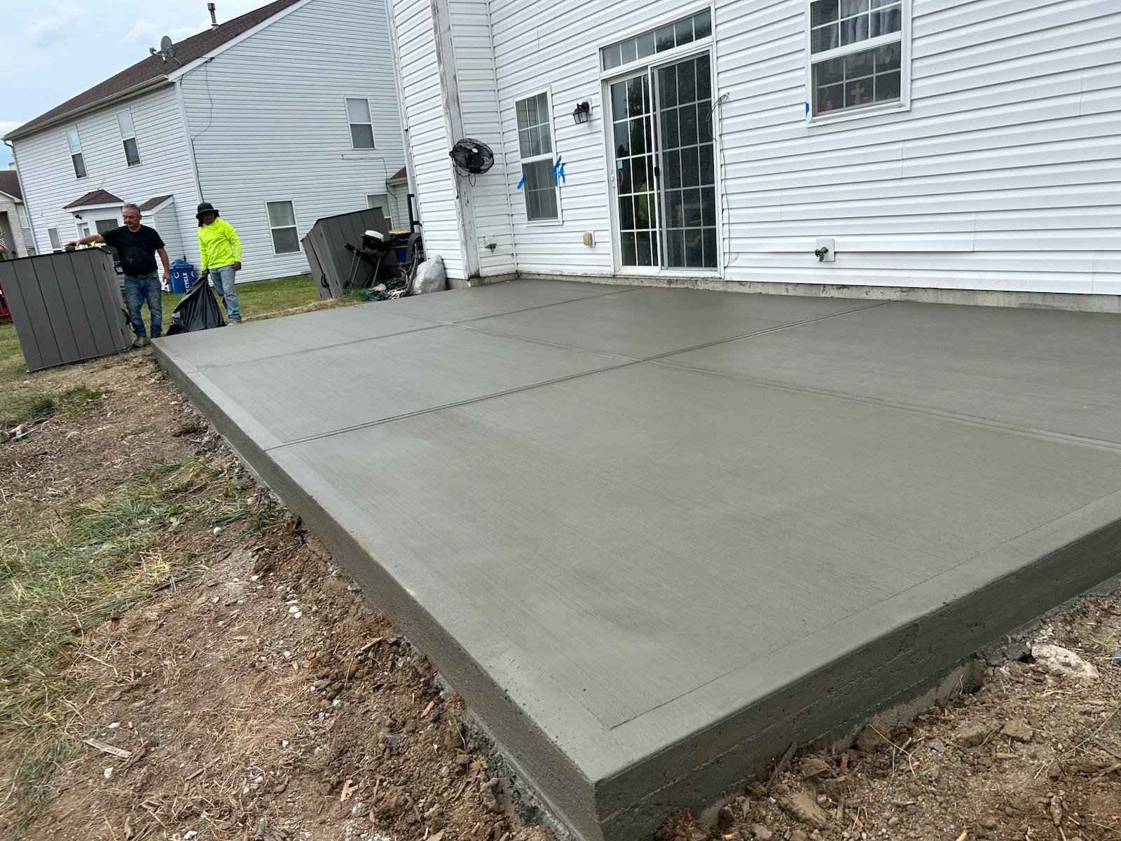 Concrete patio prepared for a pergola