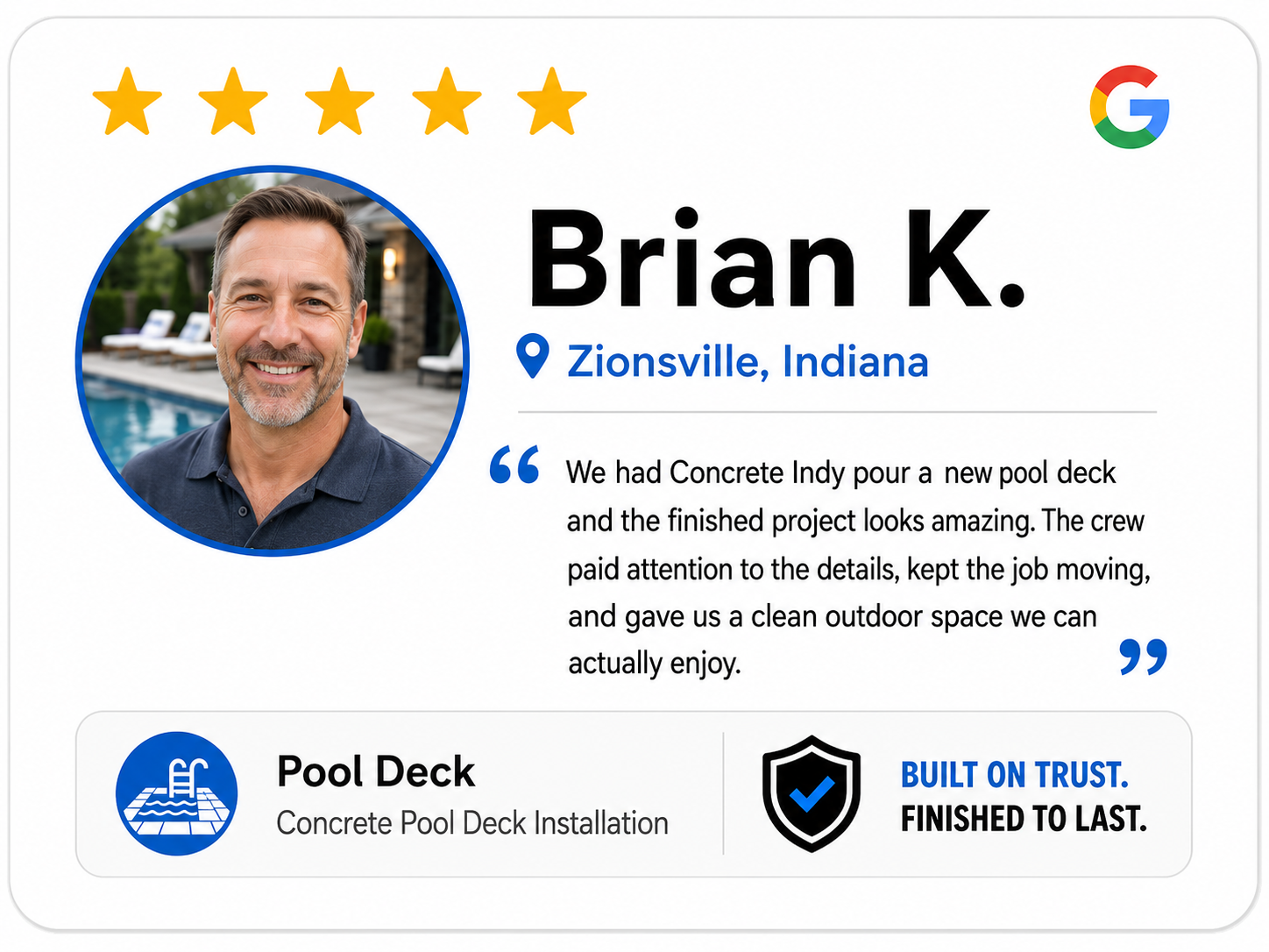 Concrete Indy five-star customer review