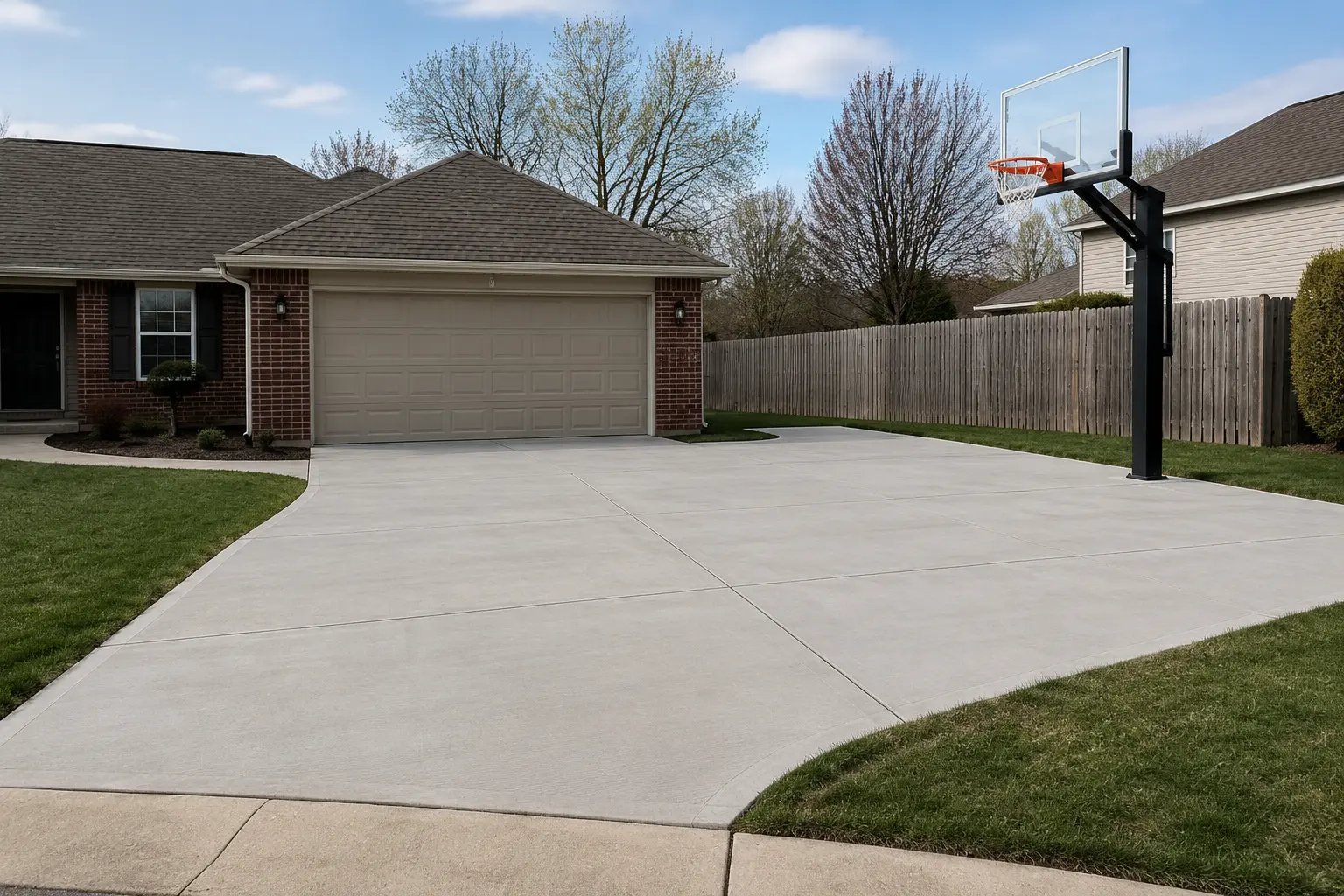 Basketball court dimensions marked in a residential backyard