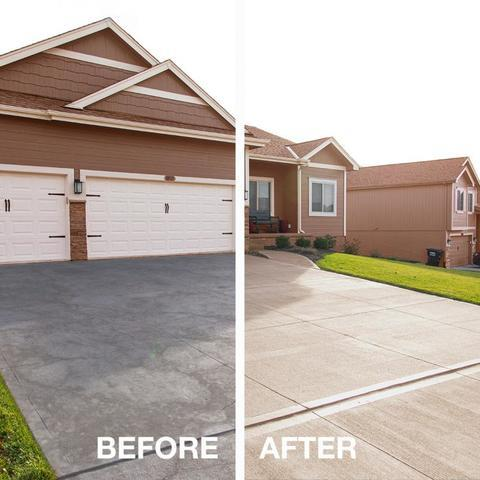 Before and after concrete driveway replacement at an Indianapolis home