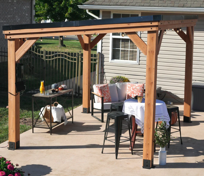 Concrete patio prepared for a pergola